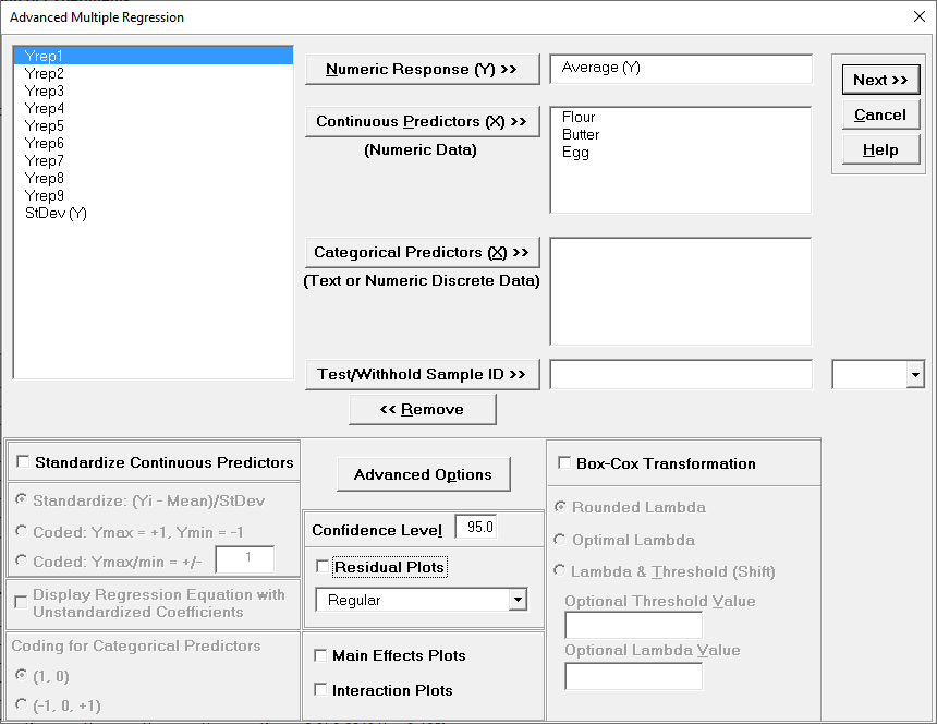 Advanced multiple Regression for Average (Y)