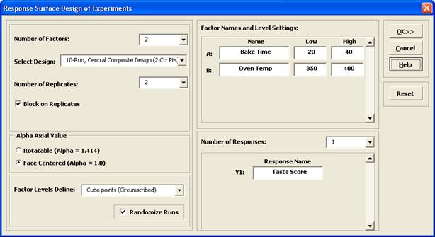 Response Surface Design of Experiments