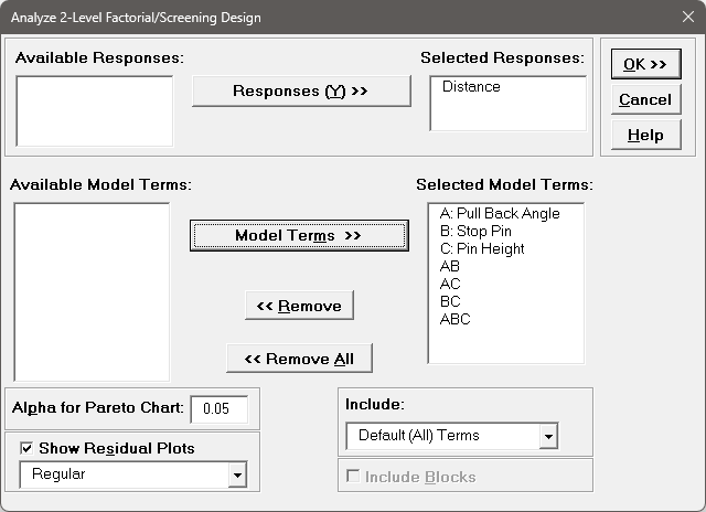 Analyze 2 Level Factorial Design of Experiments