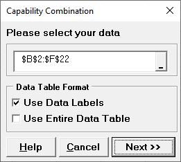 Data Selection - Cap Combo Report Subgroups