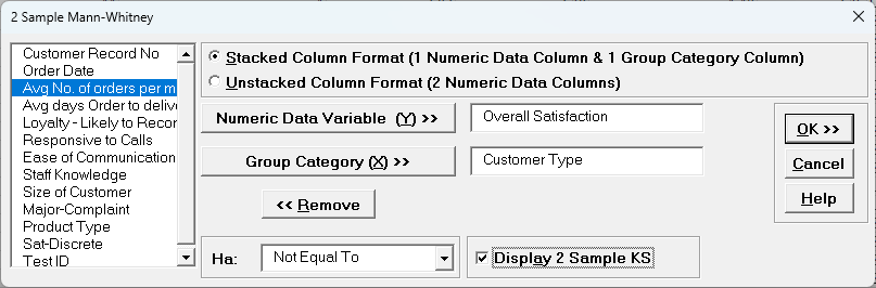 2 Sample Mann-Whitney