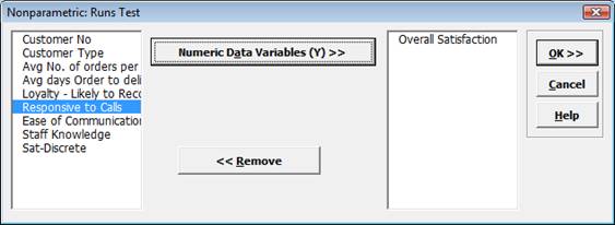 Nonparametric Runs Test Variables