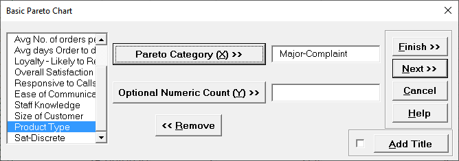 Pareto Chart Settings